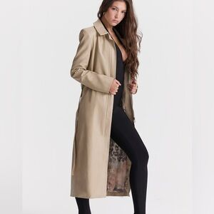 House of CB Vegan Leather Beige Trench Coat